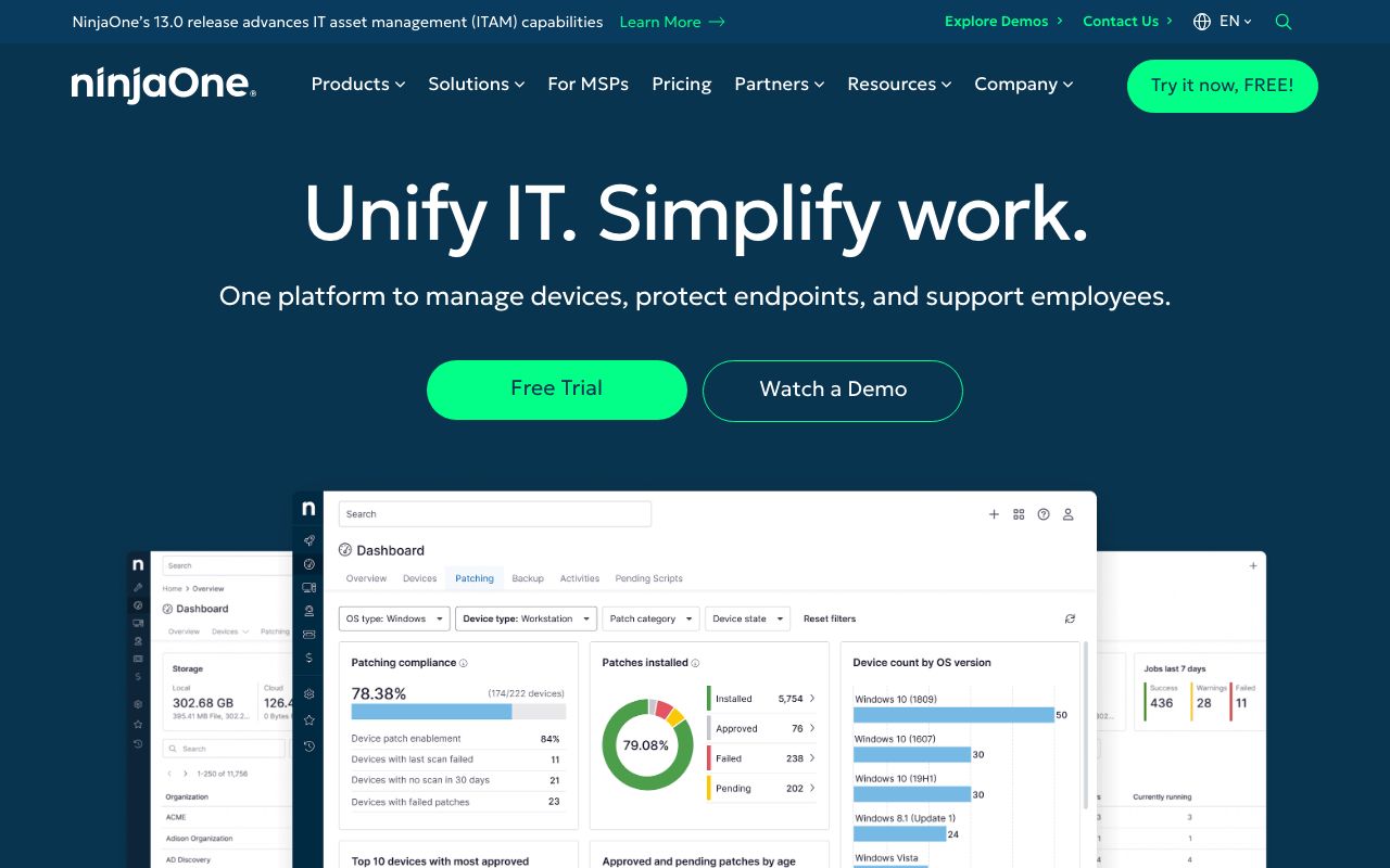 NinjaOne Software 2026: Features, Integrations, Pros & Cons — zrzut ekranu interfejsu