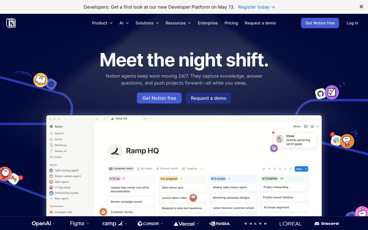 Notion — zrzut ekranu interfejsu