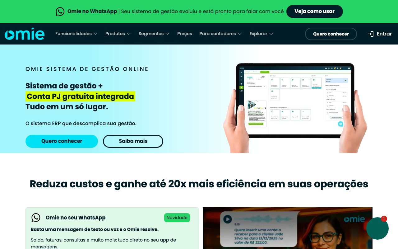 Omie — zrzut ekranu interfejsu