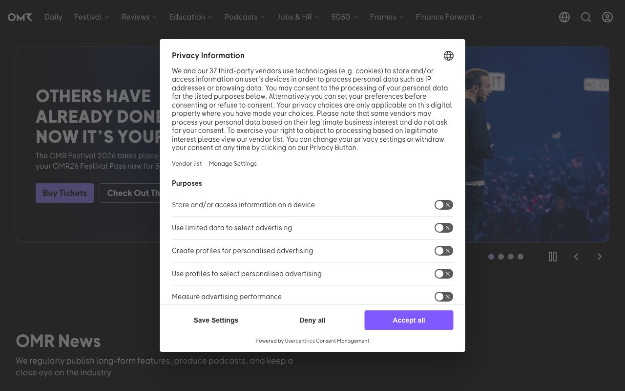 OMR Reviews — zrzut ekranu interfejsu