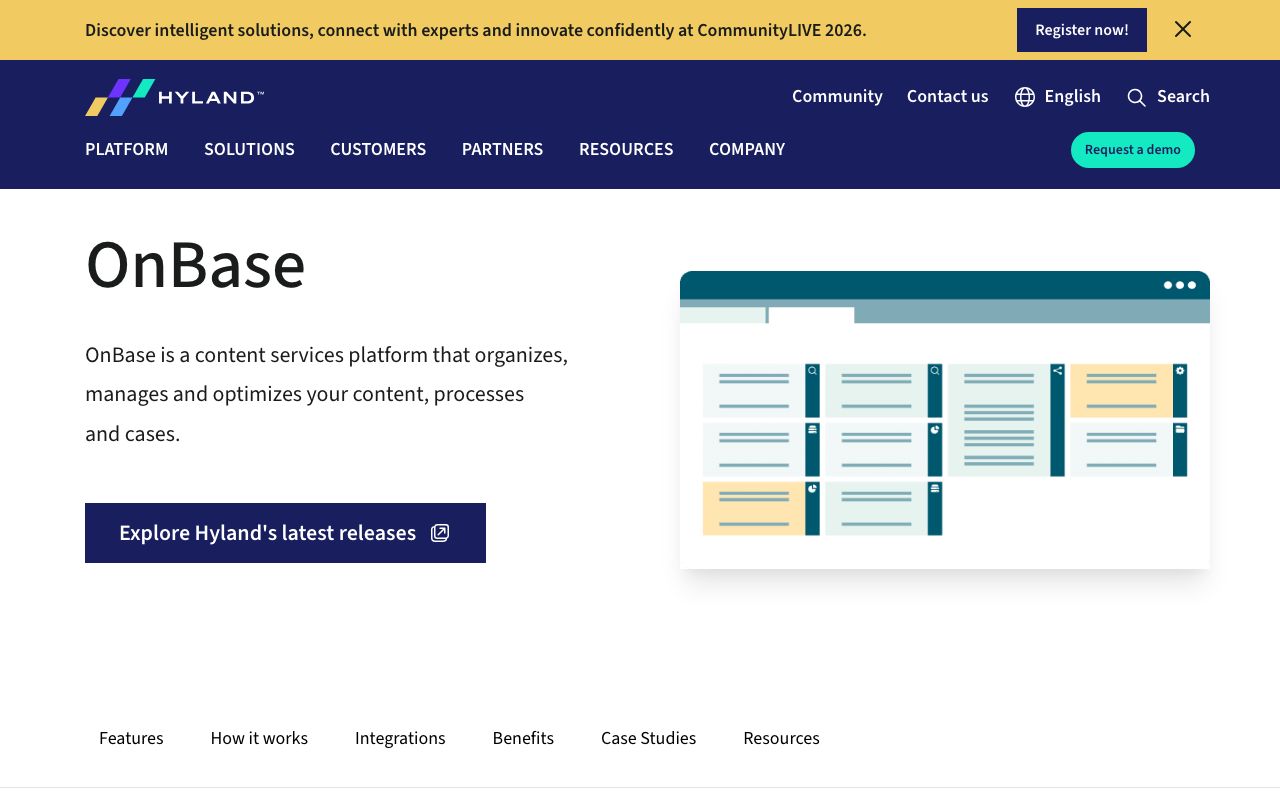 OnBase Reviews, Pros and Cons — zrzut ekranu interfejsu