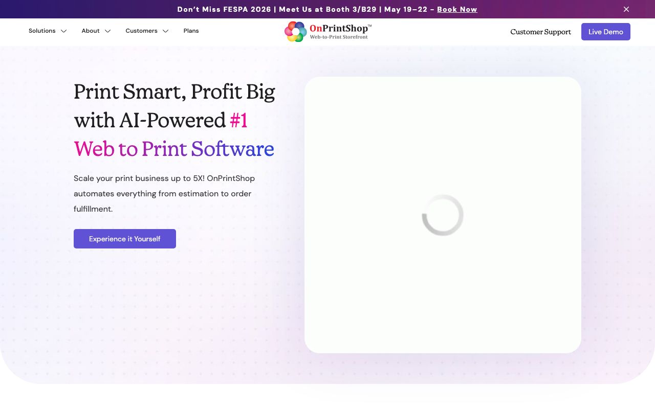 OnPrintShop — zrzut ekranu interfejsu