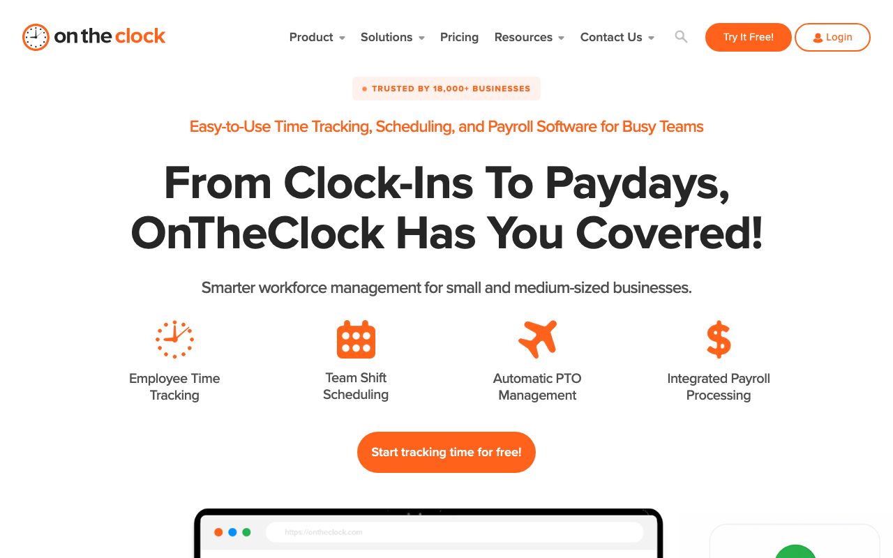 OnTheClock Reviews, Pros and Cons — zrzut ekranu interfejsu