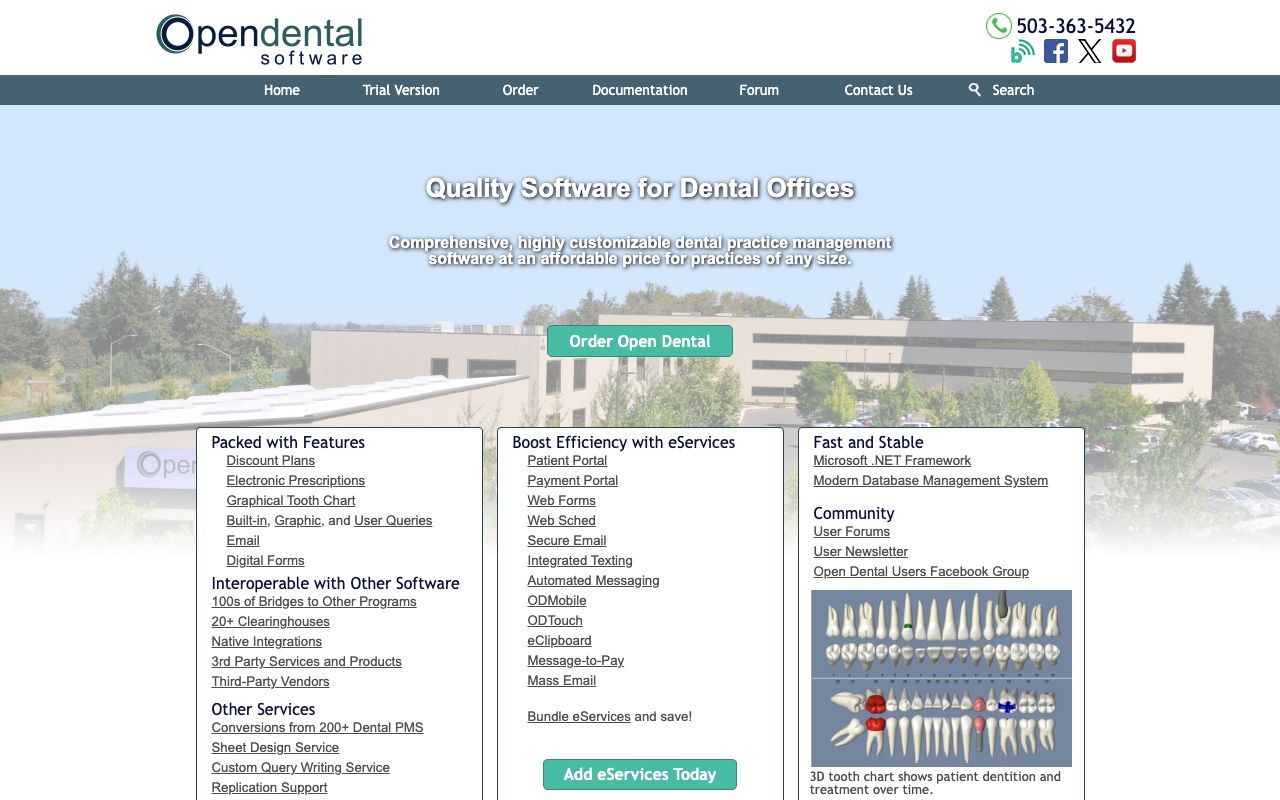 Open Dental Reviews, Pros and Cons — zrzut ekranu interfejsu