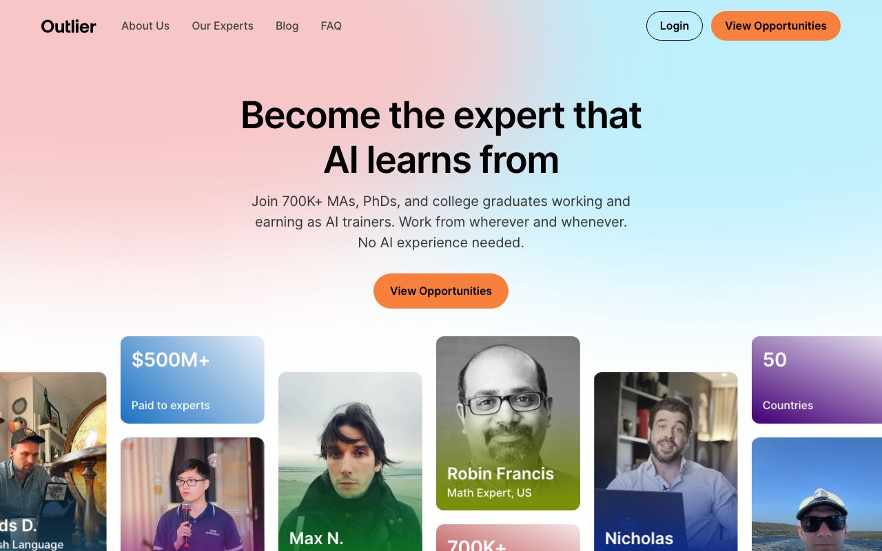 Outlier AI — zrzut ekranu interfejsu