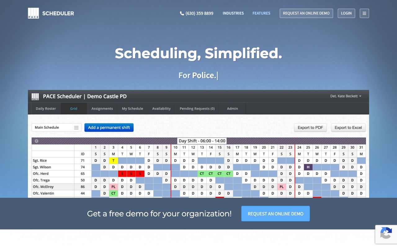 Pace Scheduler — zrzut ekranu interfejsu