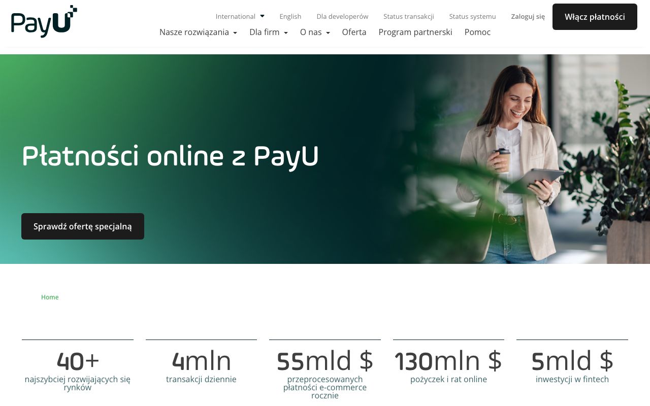 PayU — zrzut ekranu interfejsu