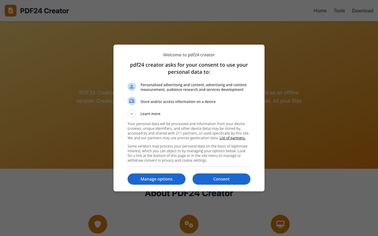 PDF24 Tools — zrzut ekranu interfejsu