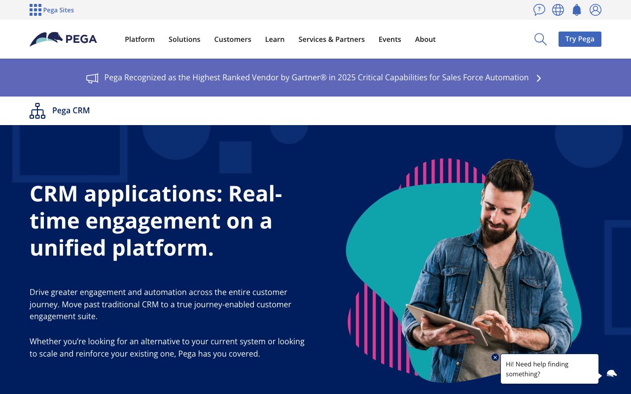 Pega CRM — zrzut ekranu interfejsu