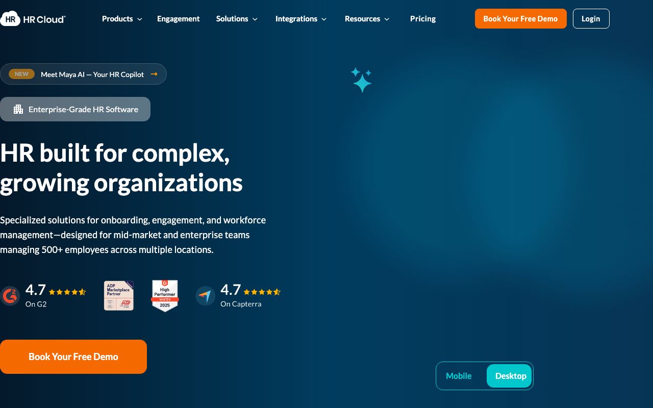 HR Cloud — zrzut ekranu interfejsu