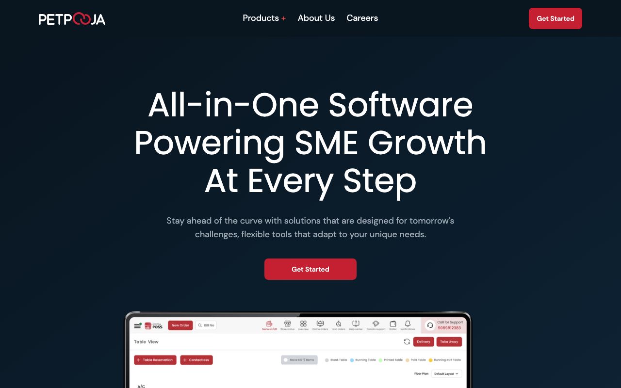 Petpooja — zrzut ekranu interfejsu