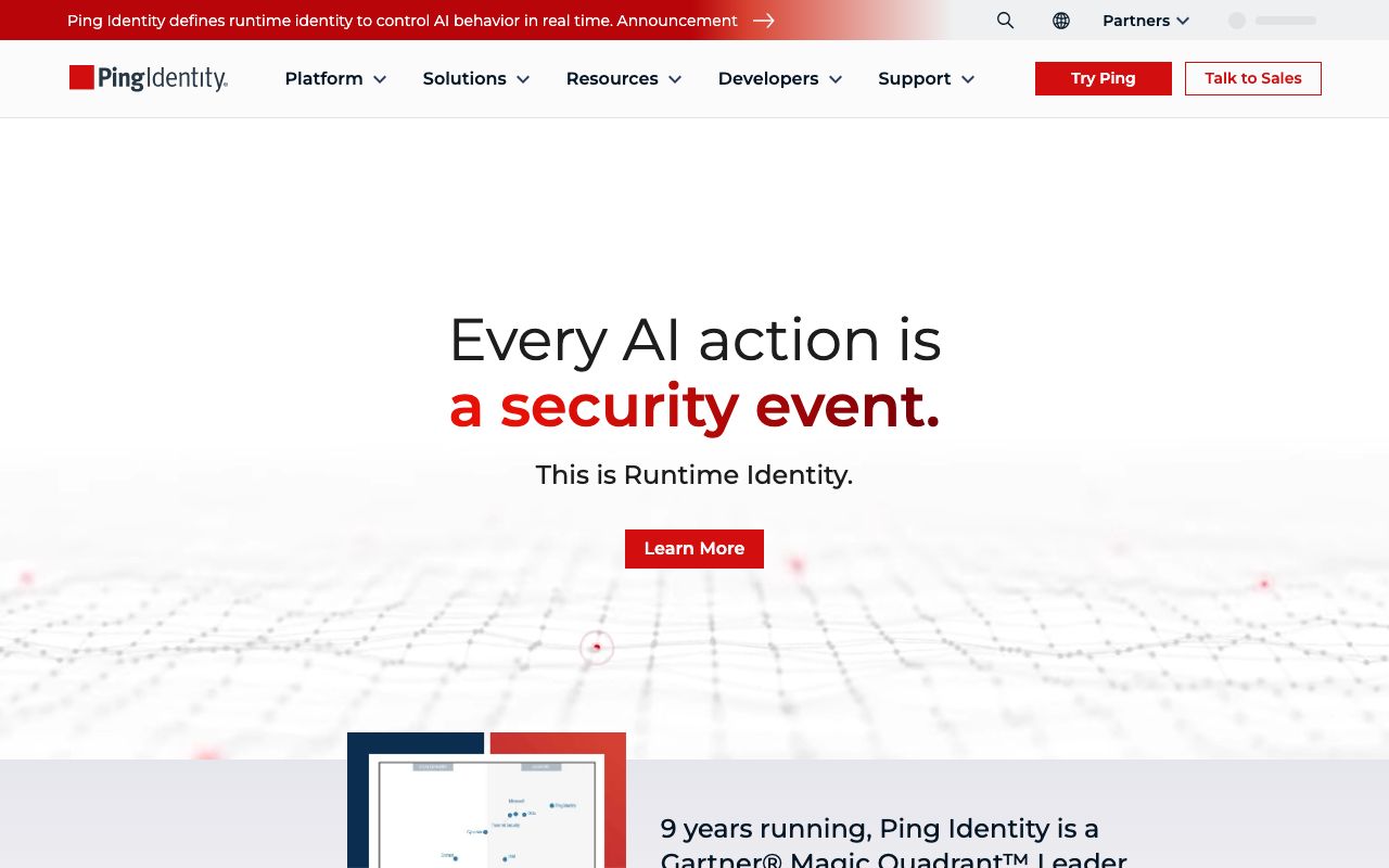 Ping Identity — zrzut ekranu interfejsu