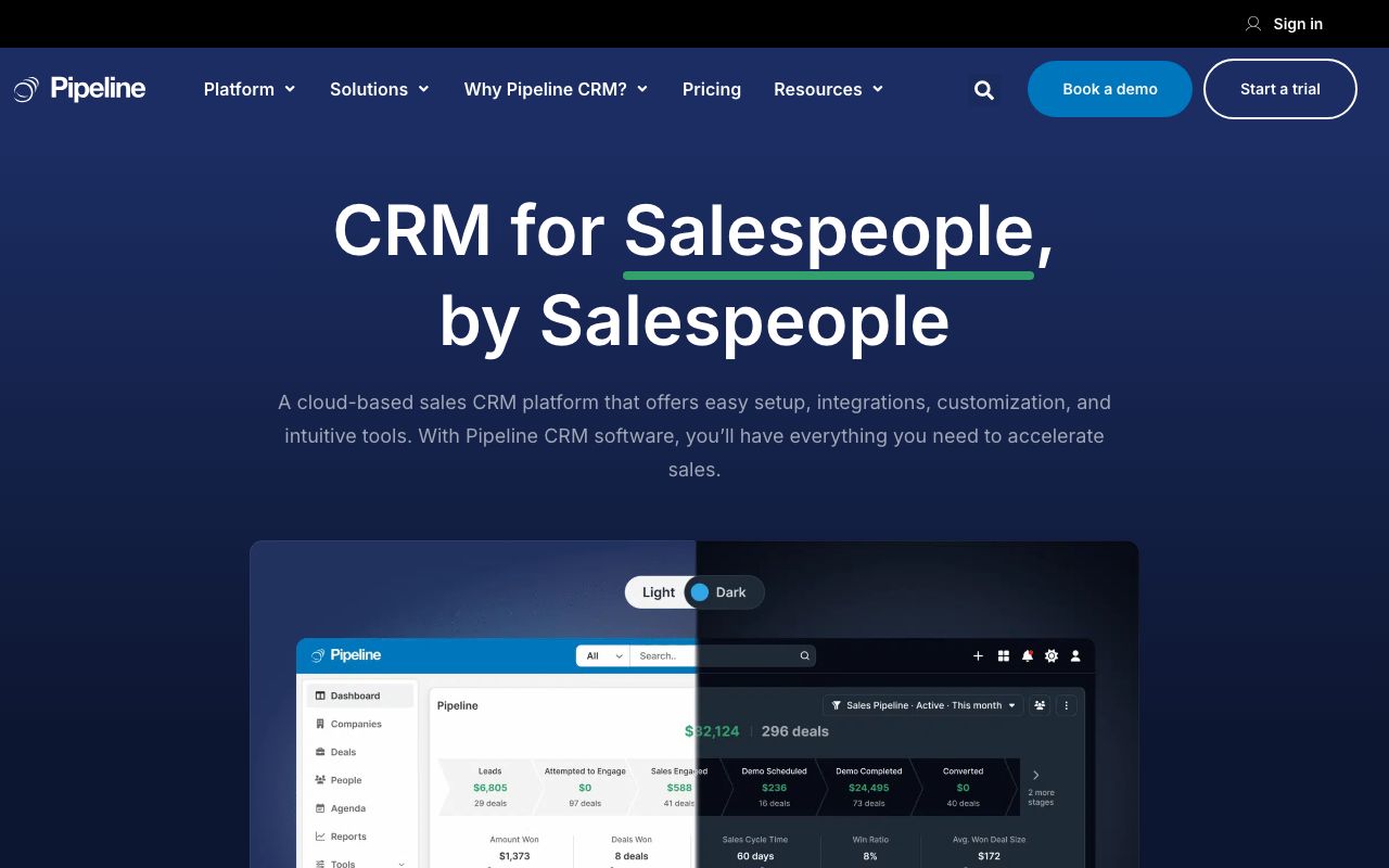 Pipeline CRM — zrzut ekranu interfejsu