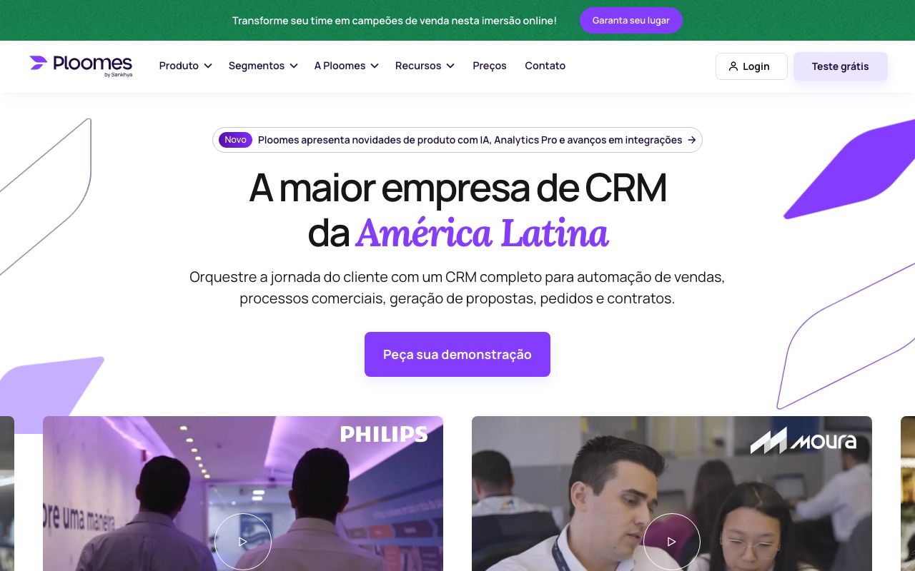 Ploomes CRM — zrzut ekranu interfejsu