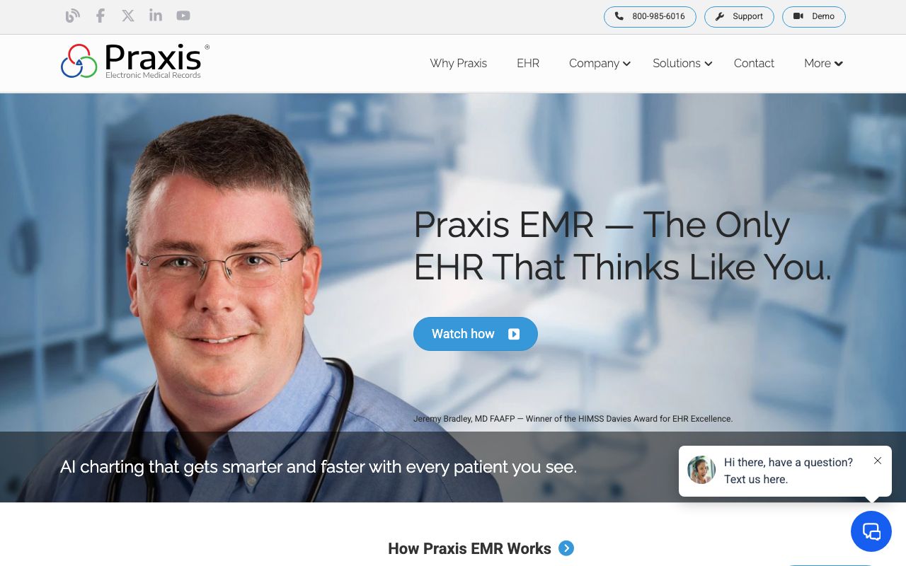 Praxis EMR — zrzut ekranu interfejsu