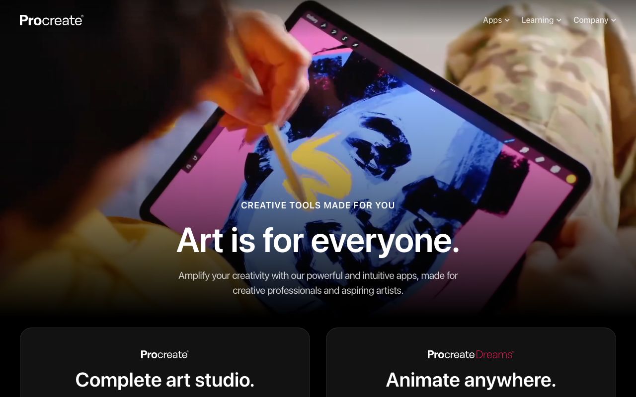 Procreate — zrzut ekranu interfejsu