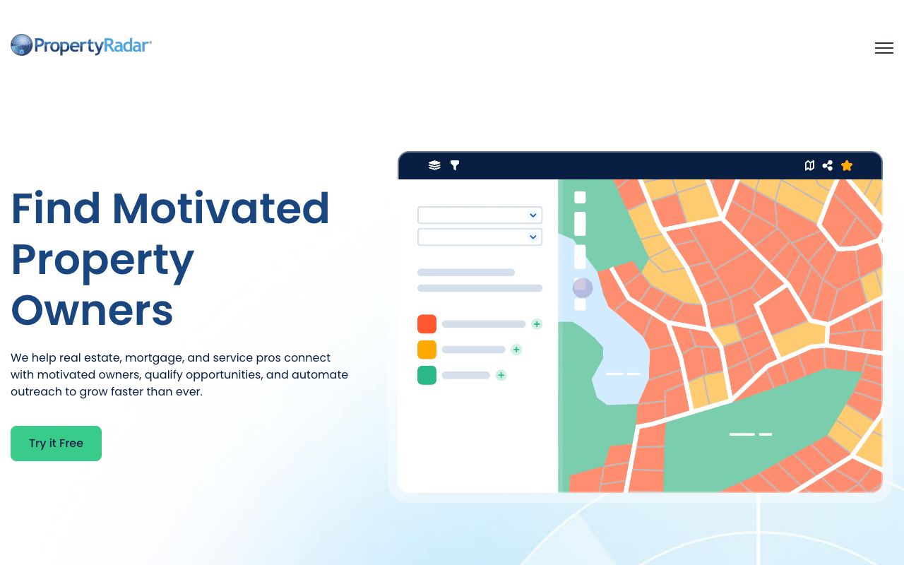 PropertyRadar — zrzut ekranu interfejsu