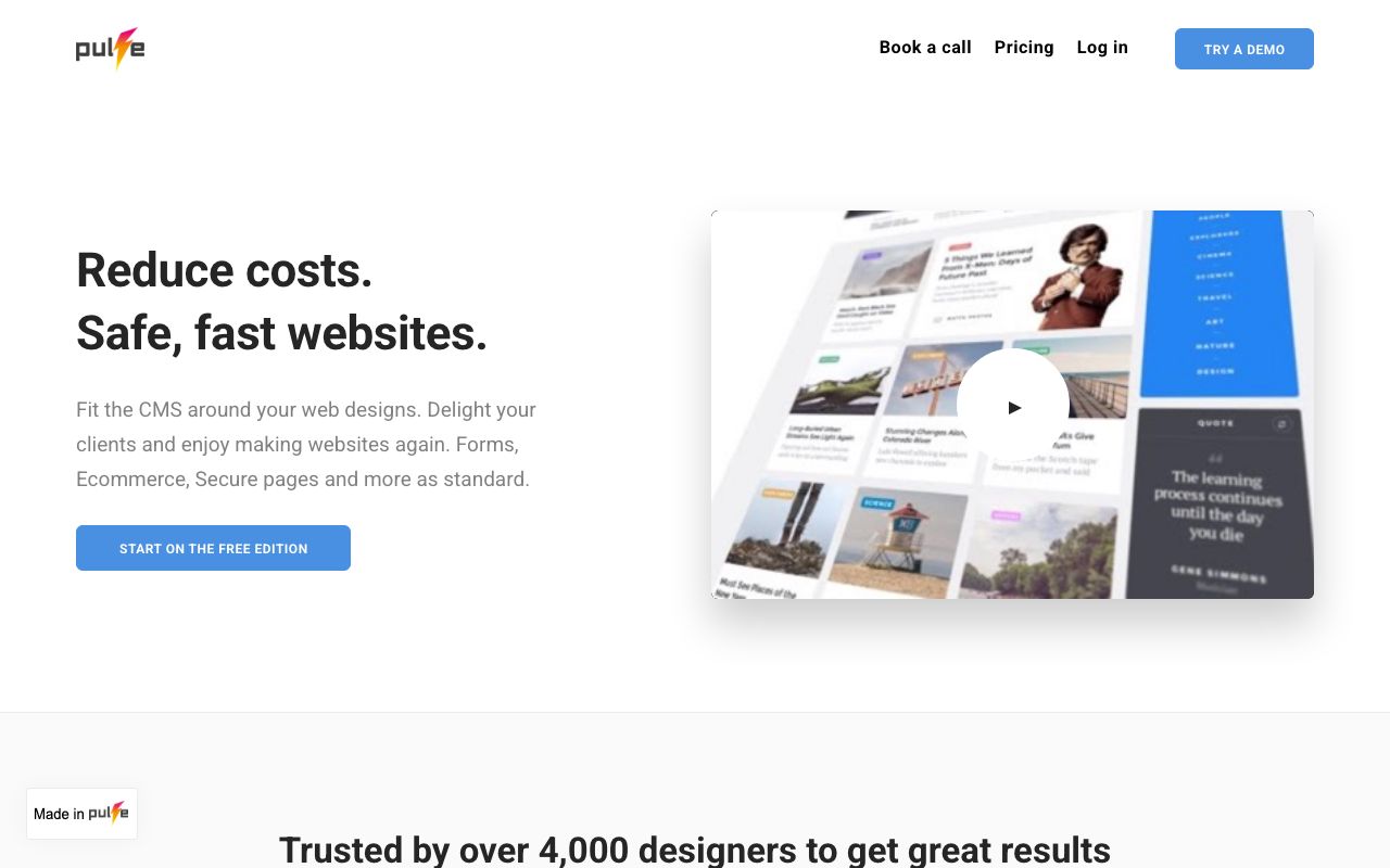 Pulse CMS — zrzut ekranu interfejsu