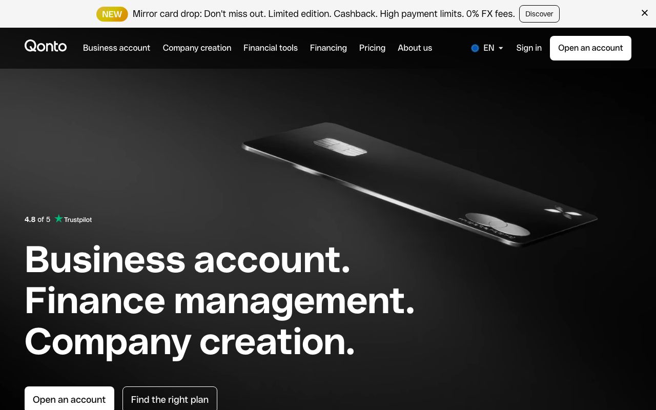 Qonto | GetApp — zrzut ekranu interfejsu