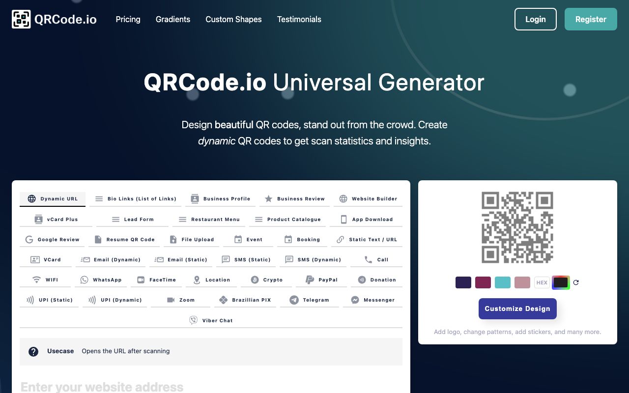 QR Code Generator Pro — zrzut ekranu interfejsu