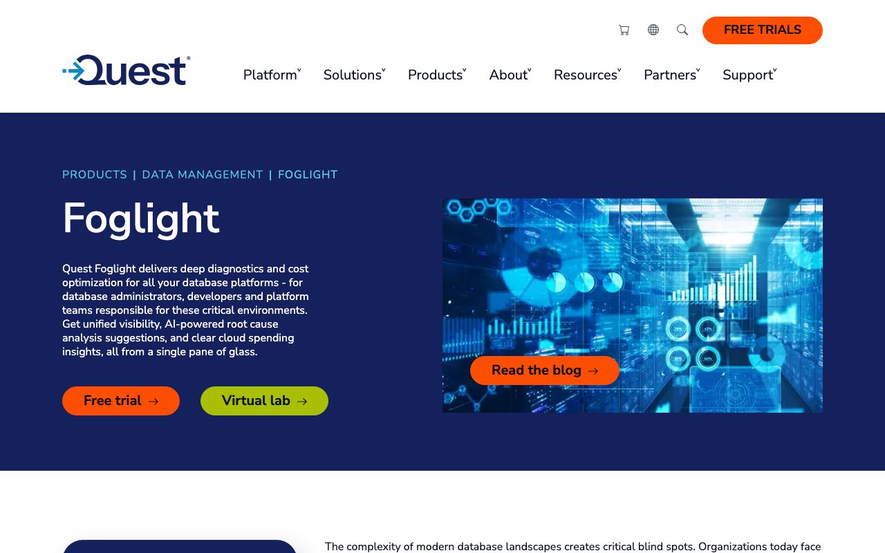 Foglight — zrzut ekranu interfejsu