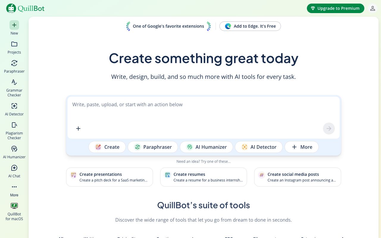 QuillBot. Verified Reviews, Pros & Cons — zrzut ekranu interfejsu