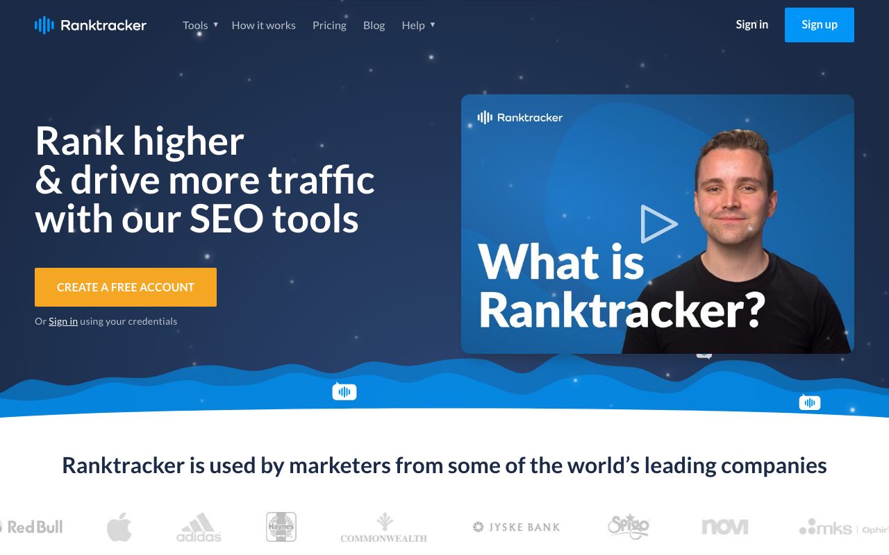 Ranktracker — zrzut ekranu interfejsu