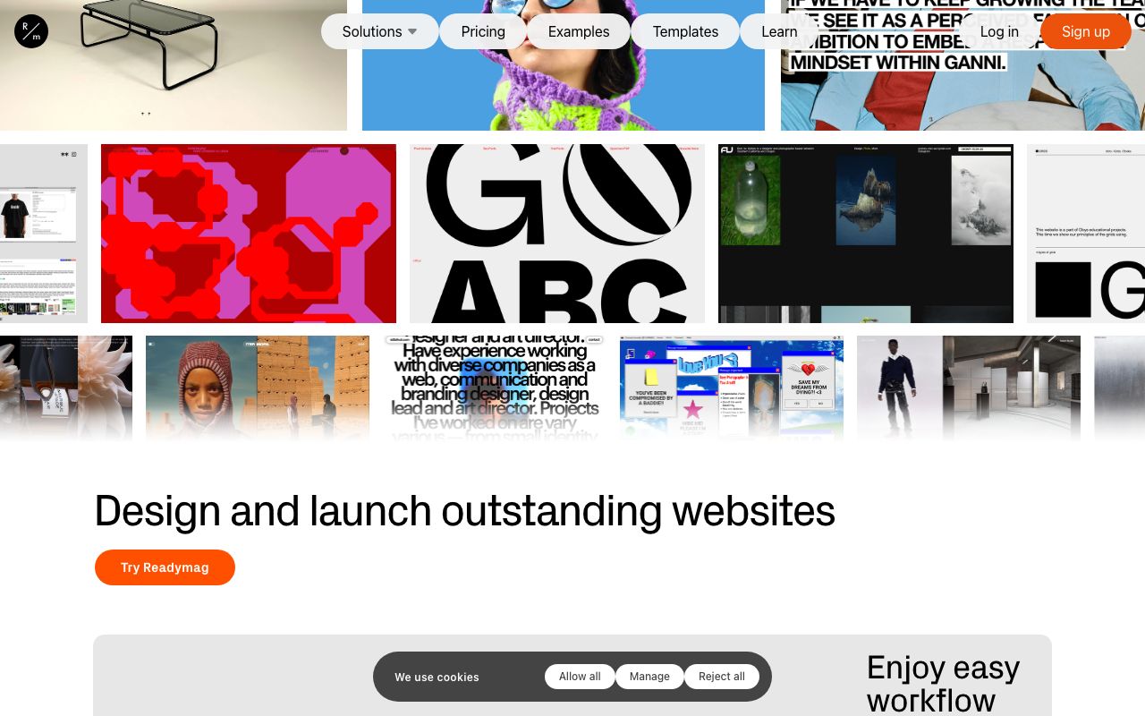 Readymag — zrzut ekranu interfejsu