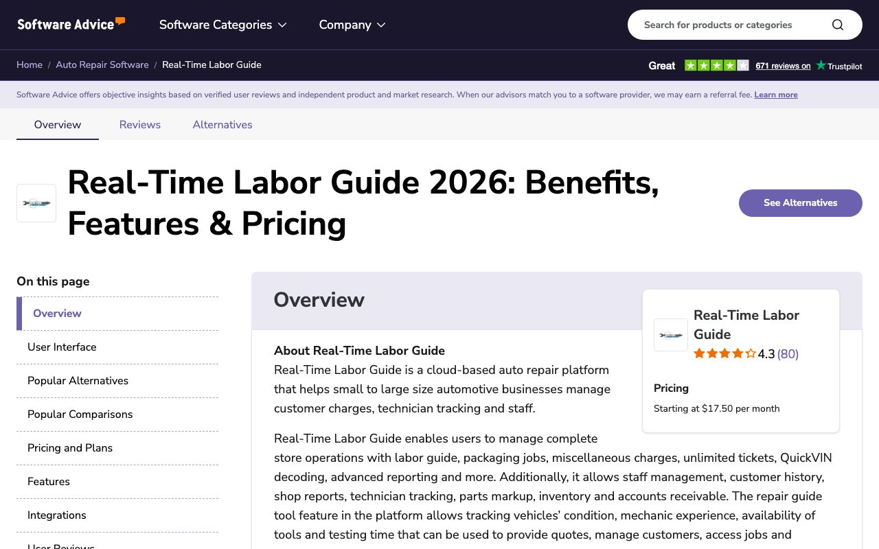 Real-Time Labor Guide — zrzut ekranu interfejsu
