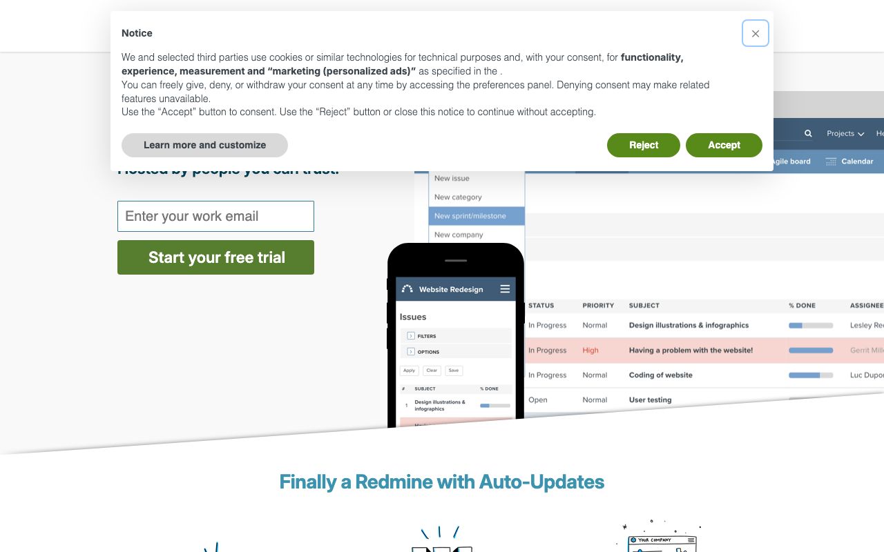Redmine — zrzut ekranu interfejsu