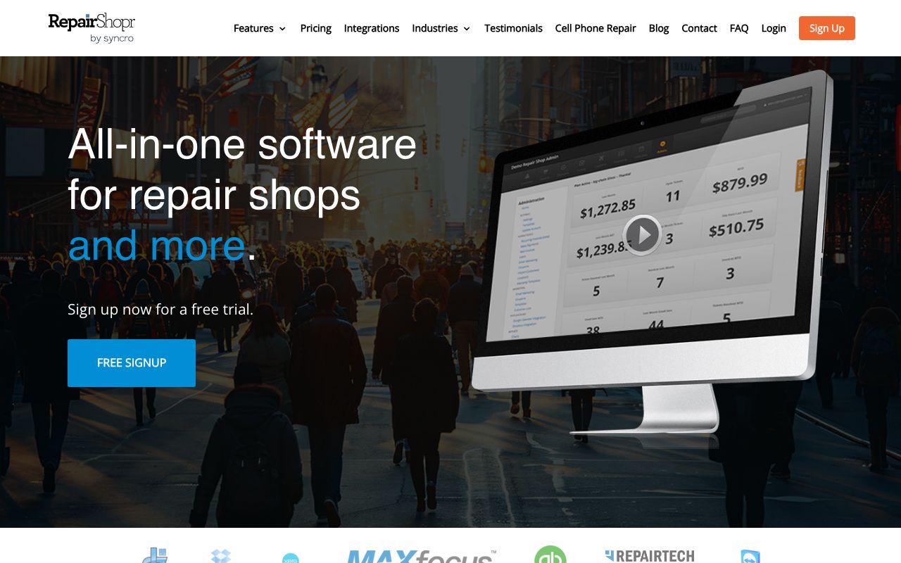 RepairShopr — zrzut ekranu interfejsu