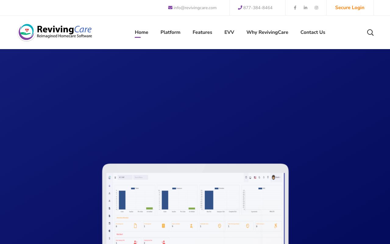 RevivingCare — zrzut ekranu interfejsu