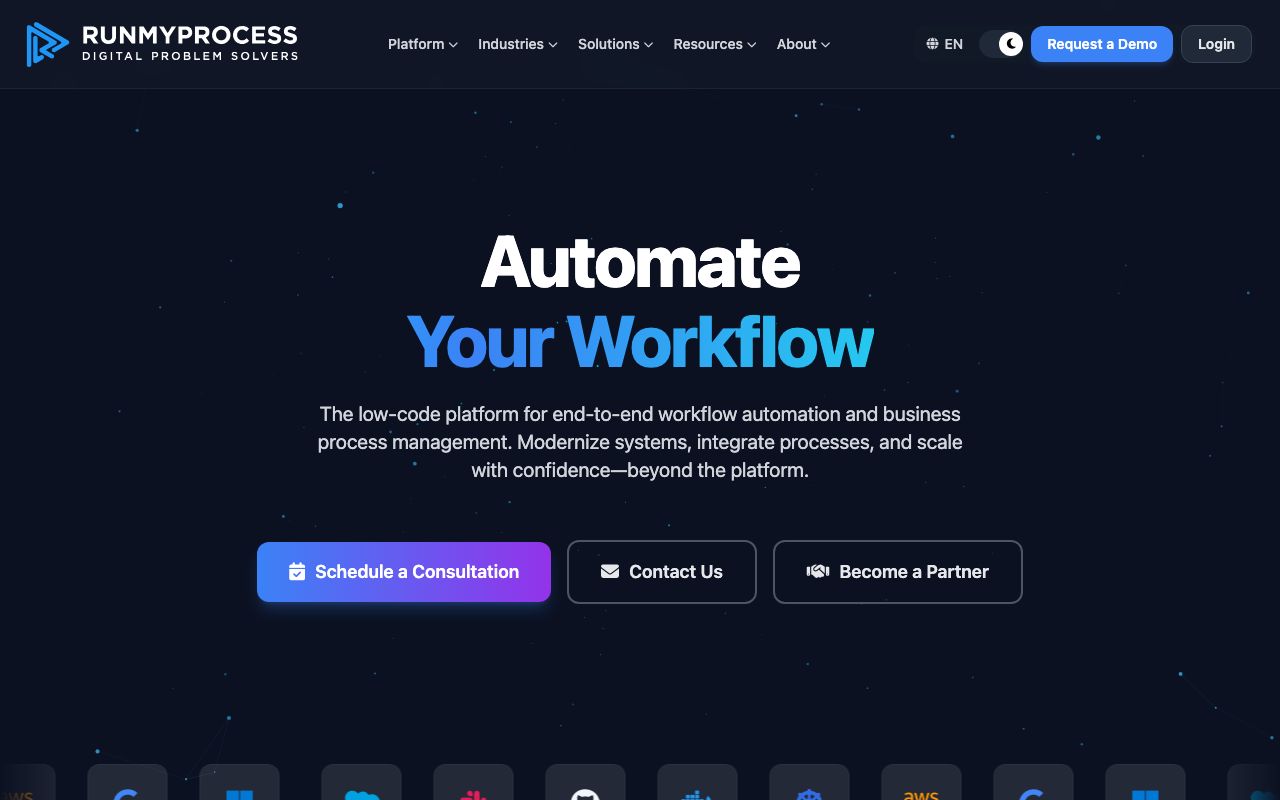 RunMyProcess — zrzut ekranu interfejsu