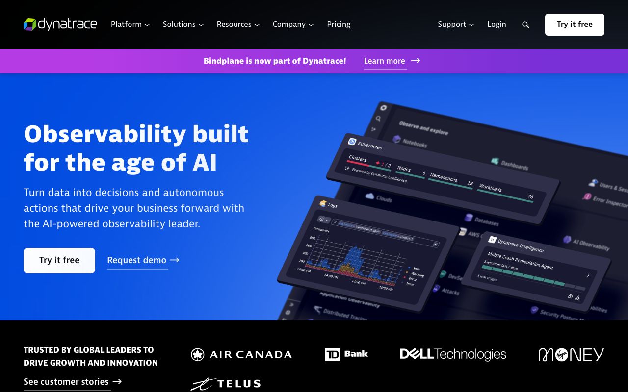 Dynatrace — zrzut ekranu interfejsu