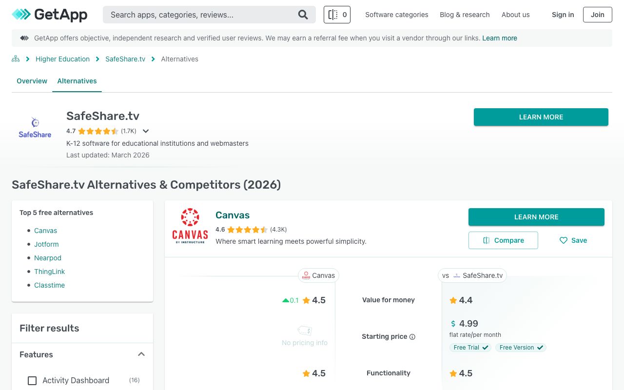 SafeShare.tv Alternatives & Competitors (2026) — zrzut ekranu interfejsu