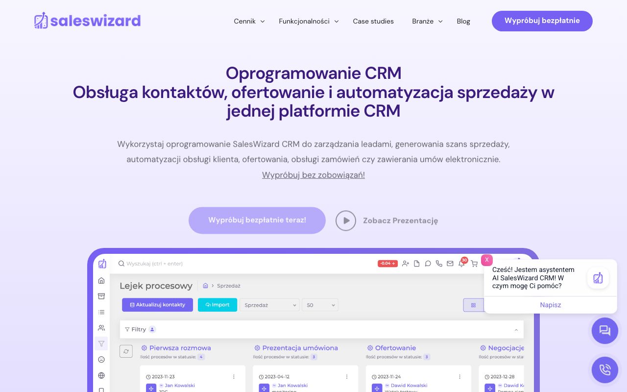 SalesWizard CRM — zrzut ekranu interfejsu