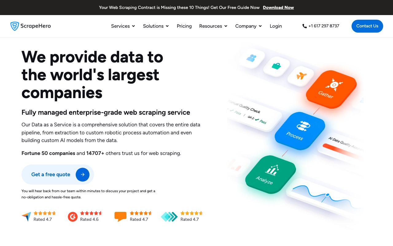 ScrapeHero — zrzut ekranu interfejsu