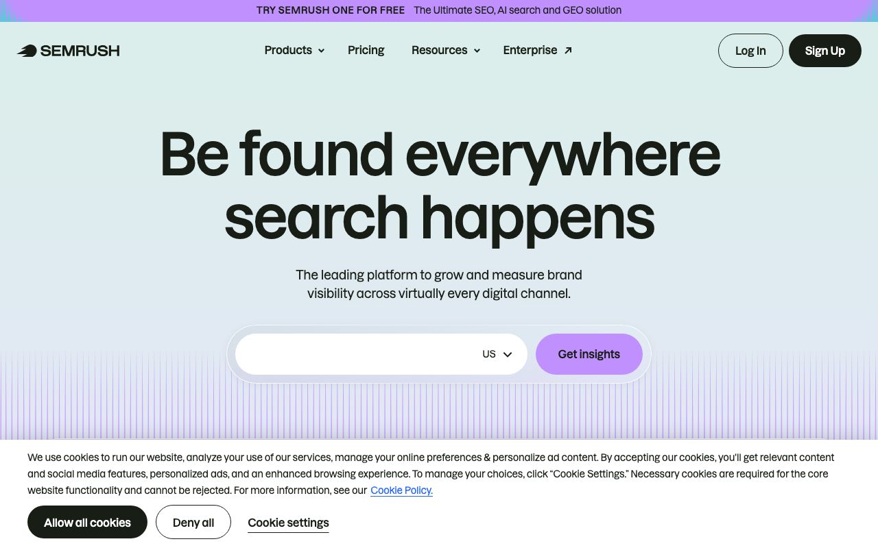 Semrush — zrzut ekranu interfejsu