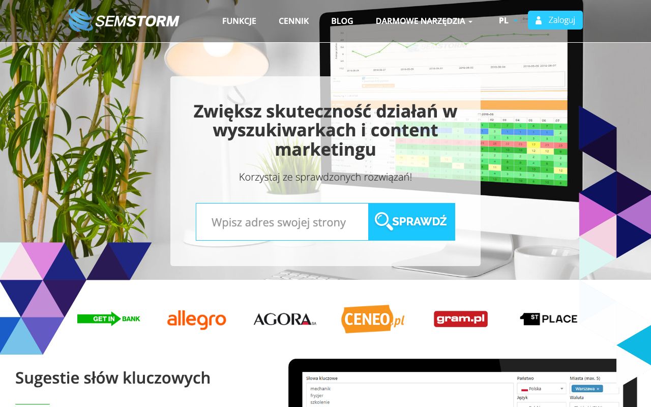 SEMSTORM — zrzut ekranu interfejsu