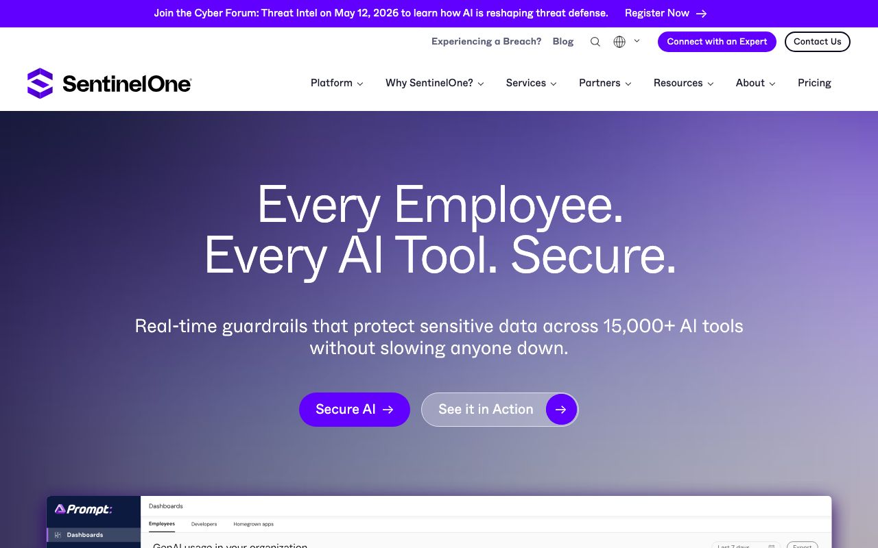 SentinelOne Reviews, Pros and Cons — zrzut ekranu interfejsu
