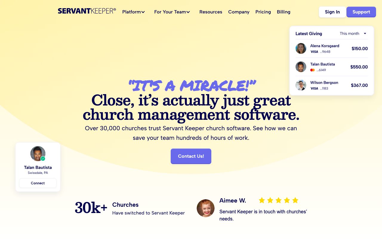 Reviews of Servant Keeper — zrzut ekranu interfejsu
