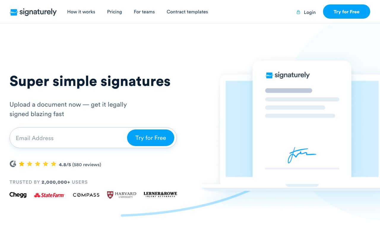 Signaturely — zrzut ekranu interfejsu