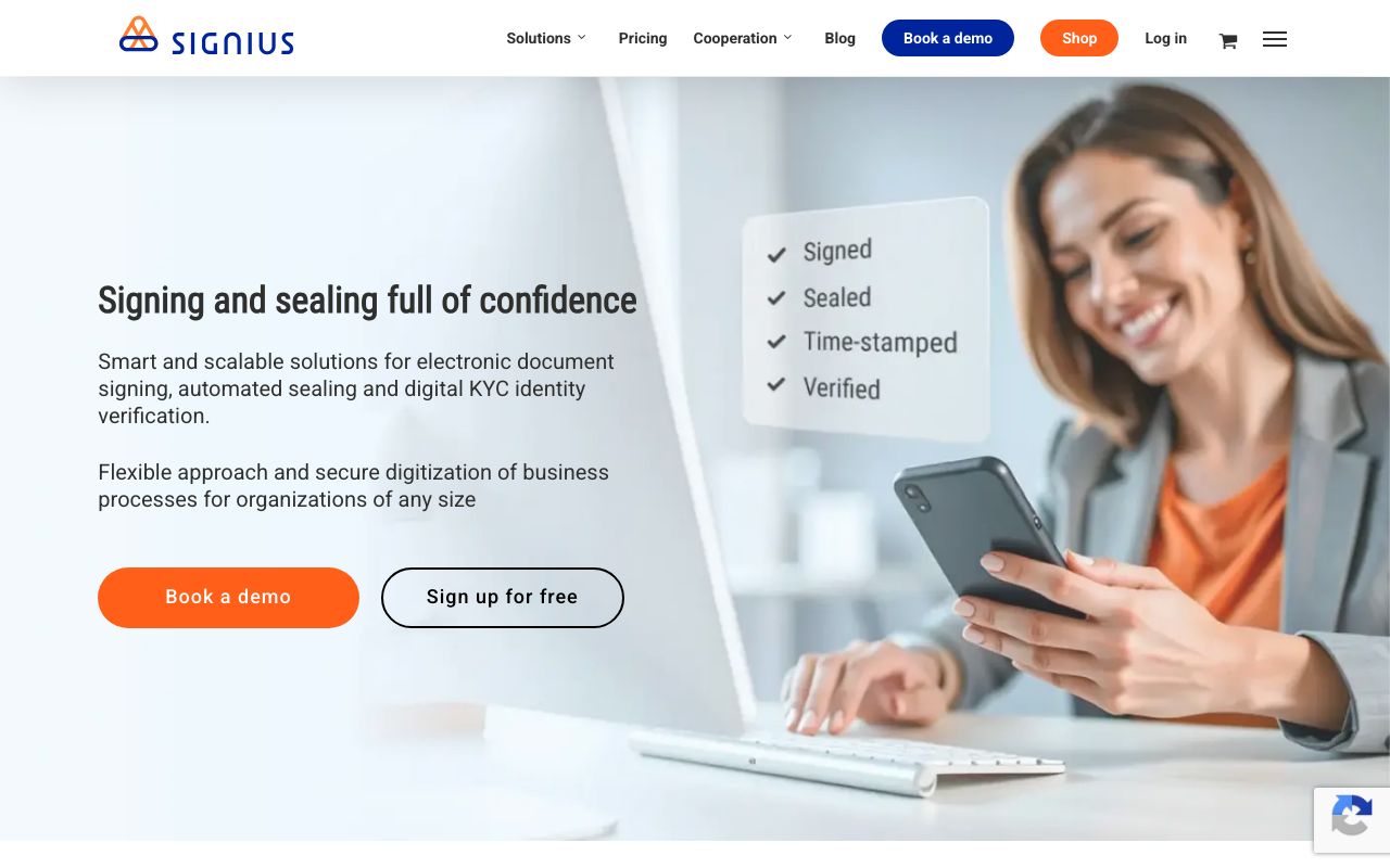 Signius — zrzut ekranu interfejsu