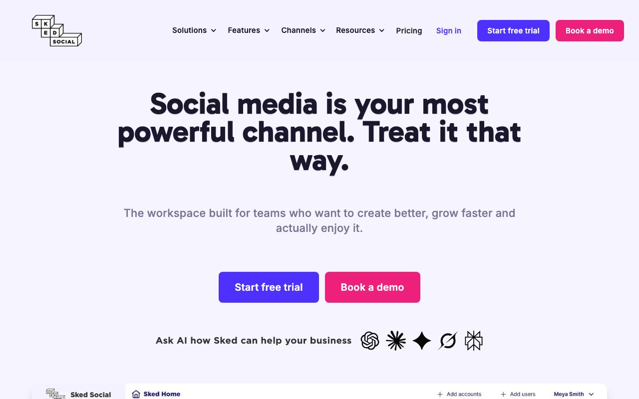 Sked Social — zrzut ekranu interfejsu