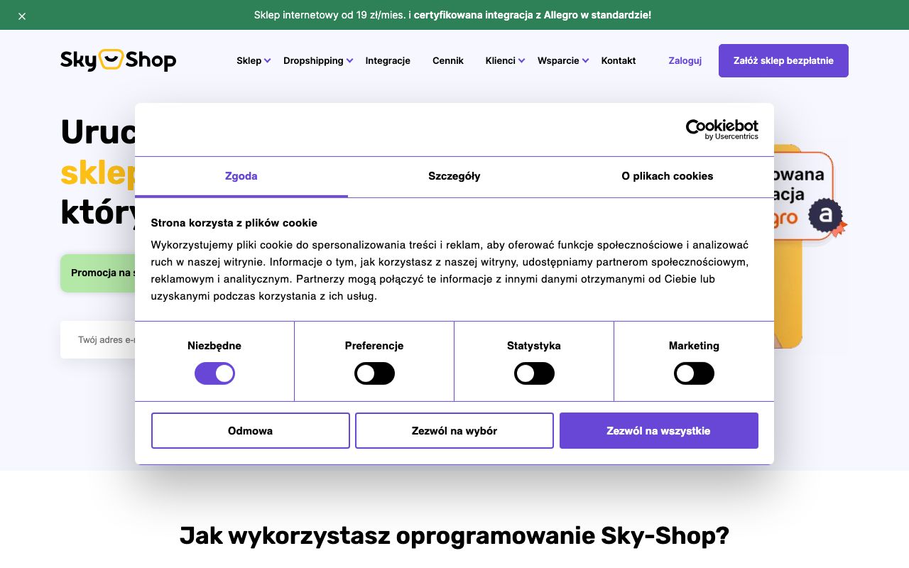 Sky-Shop — zrzut ekranu interfejsu