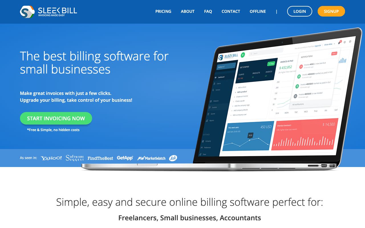 Sleek Bill — zrzut ekranu interfejsu