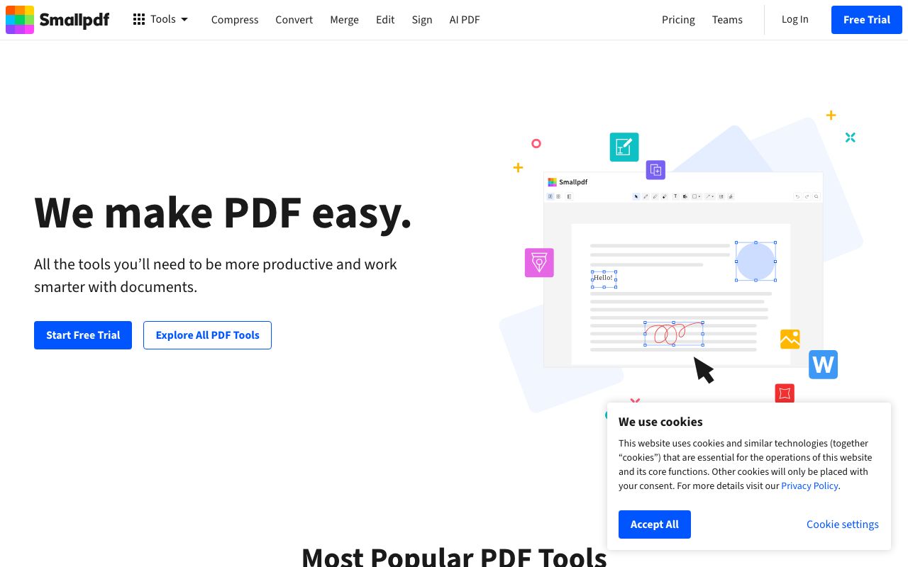 Smallpdf. Verified Reviews, Pros & Cons — zrzut ekranu interfejsu