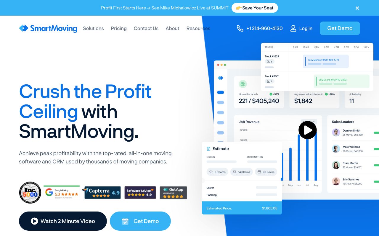 SmartMoving — zrzut ekranu interfejsu