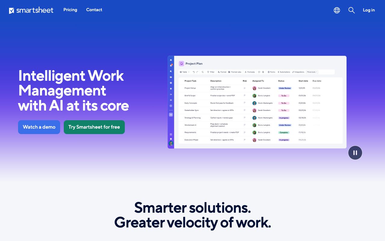 Smartsheet Reviews, Pros and Cons — zrzut ekranu interfejsu