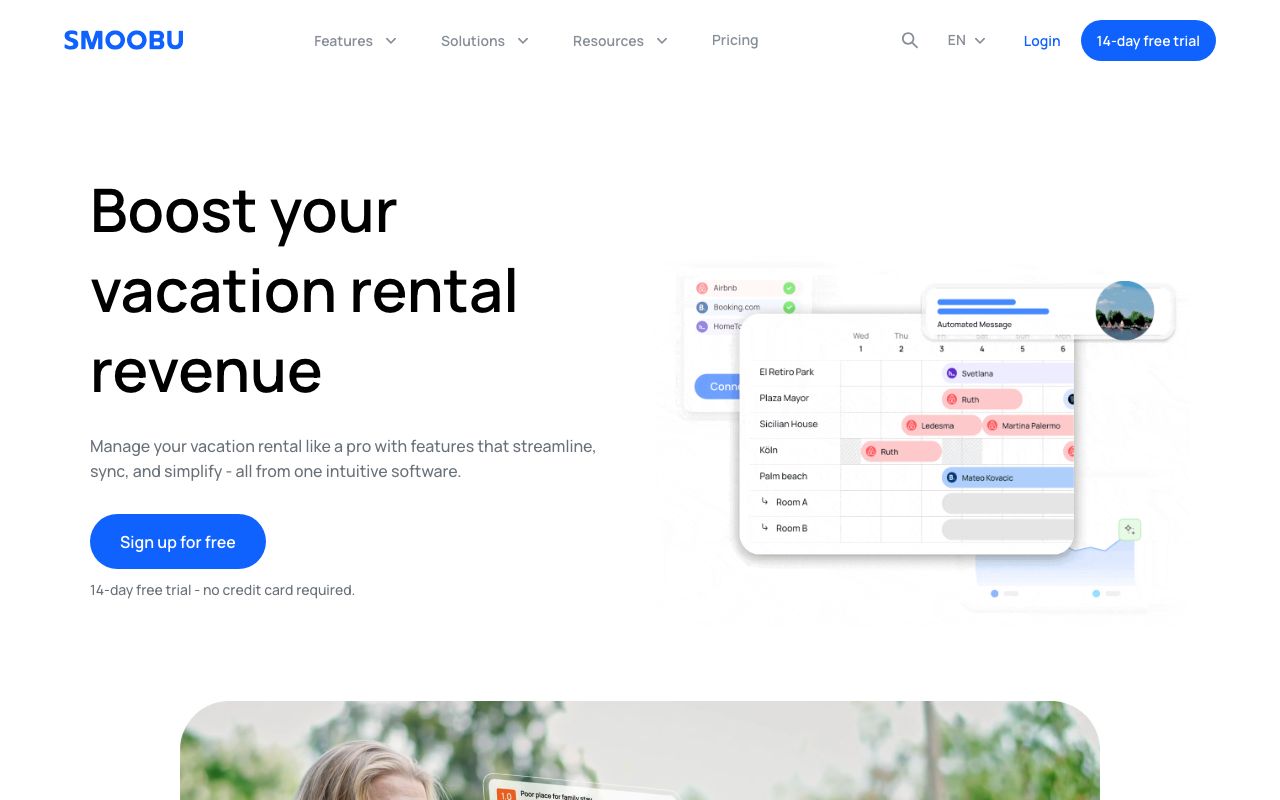 Smoobu — zrzut ekranu interfejsu